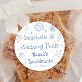 Seashells en Wedding Bells Bachelorette Ronde Sticker