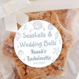 Seashells en Wedding Bells Bachelorette Ronde Sticker