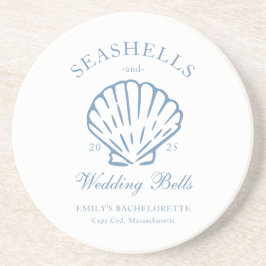 Seashells en Wedding Bells Bachelorette Sandstone Zandsteen Onderzetter