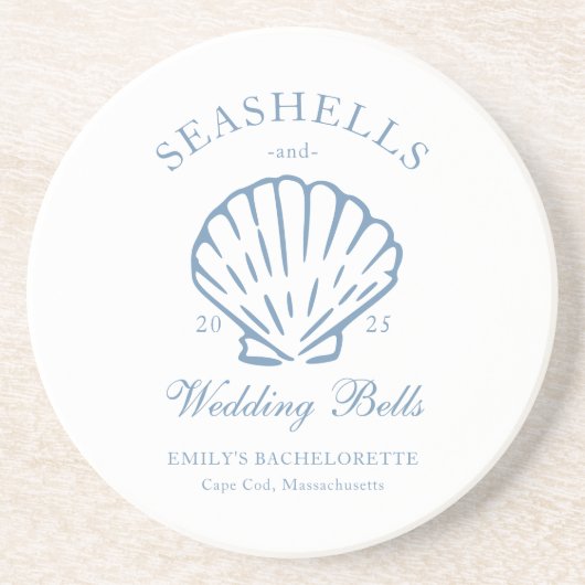 Seashells en Wedding Bells Bachelorette Sandstone Zandsteen Onderzetter (Voorkant)