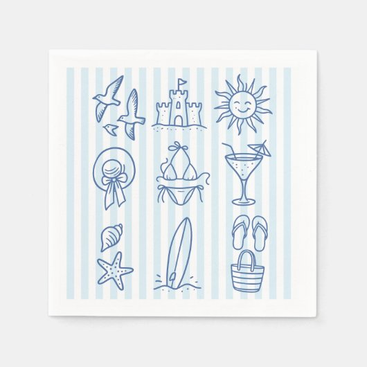 Seashells en Wedding Bells Bachelorette Servet (Voorkant)