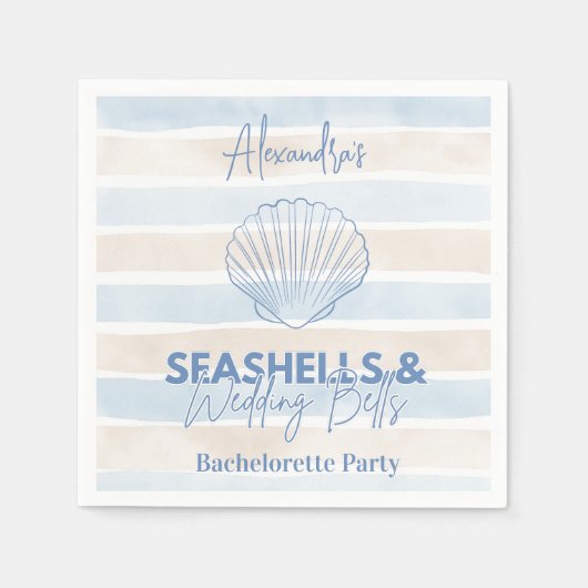 Seashells en Wedding Bells Bachelorette Servet (Voorkant)