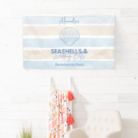 Seashells en Wedding Bells Bachelorette Spandoek (Insitu)