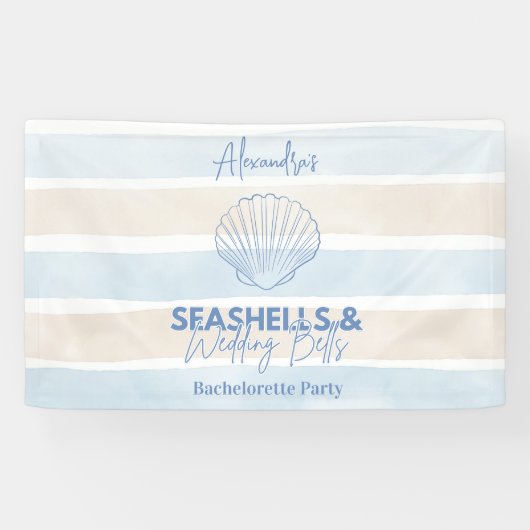 Seashells en Wedding Bells Bachelorette Spandoek (Horizontaal)