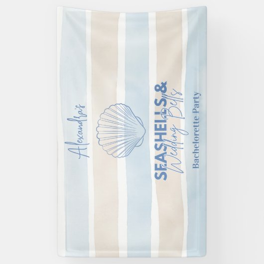 Seashells en Wedding Bells Bachelorette Spandoek (Verticaal)