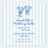 Seashells en Wedding Bells Bachelorette Vierkante Sticker (Voorkant)