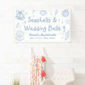 Seashells en Wedding Bells Bachelorette Welkom Spandoek (Insitu)