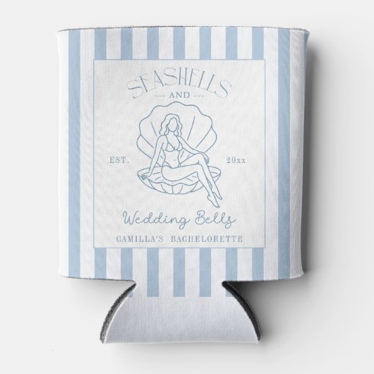 Seashells en Wedding Bells Coastal Bachelorette Blikjeskoeler (Voorkant)