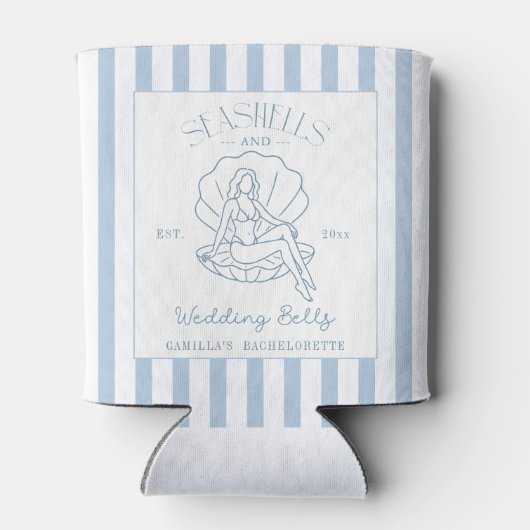 Seashells en Wedding Bells Coastal Bachelorette Blikjeskoeler (Achterkant)