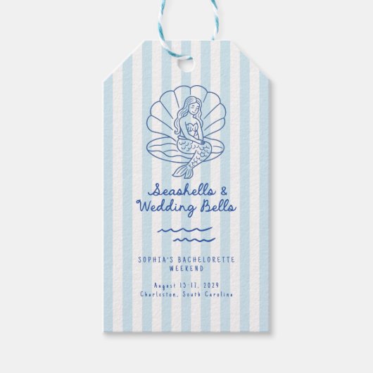 Seashells en Wedding Bells Coastal Bachelorette Cadeaulabel (Voorkant)