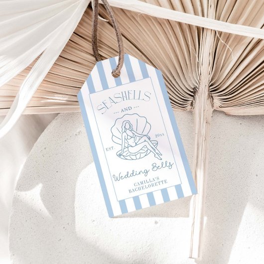 Seashells en Wedding Bells Coastal Bachelorette Cadeaulabel