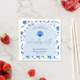 Seashells en Wedding Bells Coastal VRIJGEZELLENFEE Servet