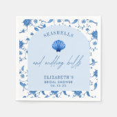 Seashells en Wedding Bells Coastal VRIJGEZELLENFEE Servet (Voorkant)