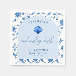 Seashells en Wedding Bells Coastal VRIJGEZELLENFEE Servet