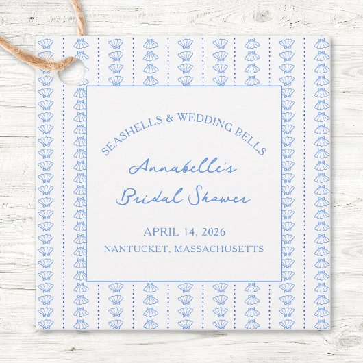 Seashells en Wedding Bells Vrijgezellenfeest Bedankjes Labels