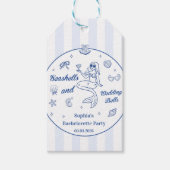 Seashells en Wedding Bells vrijgezellenfeest Cadeaulabel (Voorkant)
