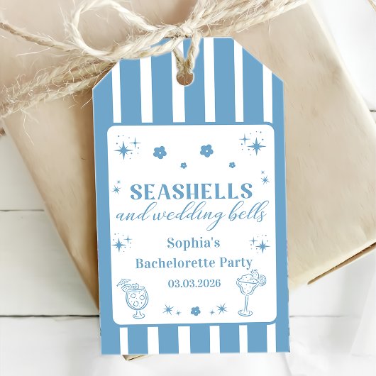 Seashells en Wedding Bells vrijgezellenfeest Cadeaulabel
