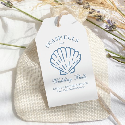 Seashells en Wedding Bells vrijgezellenfeest Cadeaulabel