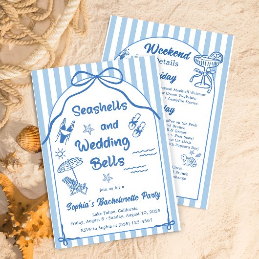 Seashells en Wedding Bells vrijgezellenfeest Kaart