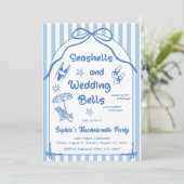 Seashells en Wedding Bells vrijgezellenfeest Kaart (Staand voorkant)