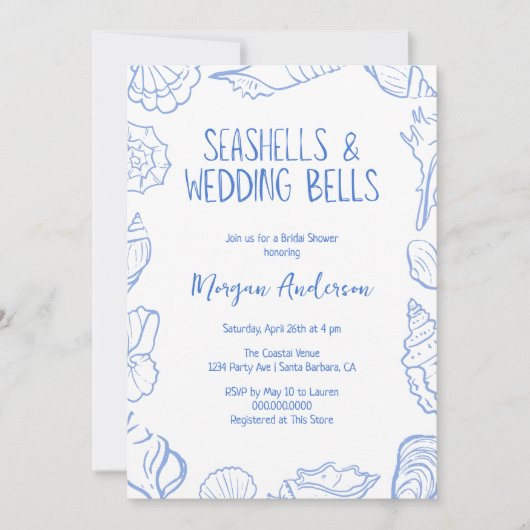 Seashells en Wedding Bells Vrijgezellenfeest Kaart (Voorkant)