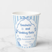 Seashells en Wedding Bells vrijgezellenfeest Papieren Bekers (Achterkant)