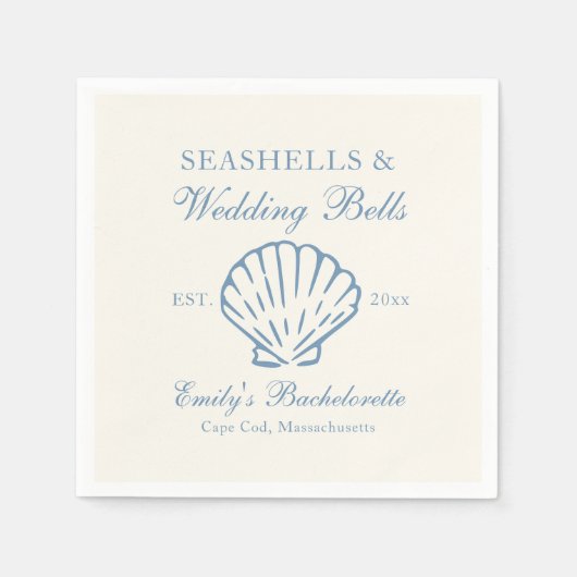 Seashells en Wedding Bells vrijgezellenfeest Servet (Voorkant)