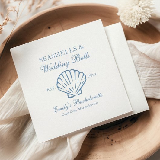 Seashells en Wedding Bells vrijgezellenfeest Servet