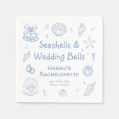 Seashells en Wedding Bells vrijgezellenfeest Servet (Voorkant)