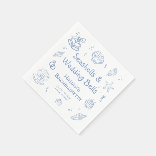 Seashells en Wedding Bells vrijgezellenfeest Servet (Hoek)