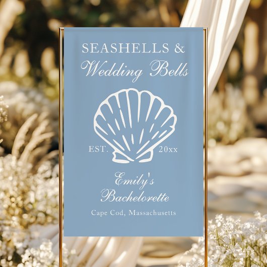 Seashells en Wedding Bells vrijgezellenfeest Spandoek