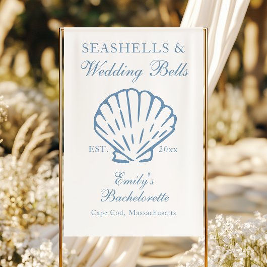 Seashells en Wedding Bells vrijgezellenfeest Spandoek