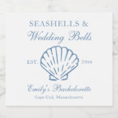 Seashells en Wedding Bells vrijgezellenfeest Sparkling Wijnetiket (Enkel label)