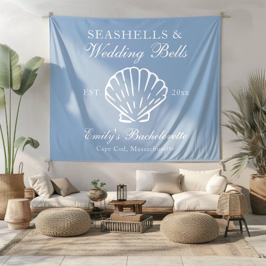 Seashells en Wedding Bells vrijgezellenfeest Wandkleed