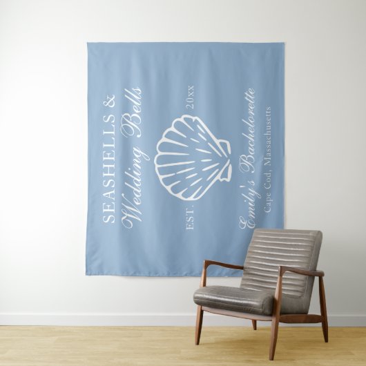 Seashells en Wedding Bells vrijgezellenfeest Wandkleed (In situ)