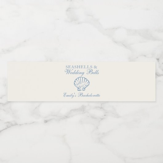 Seashells en Wedding Bells vrijgezellenfeest Waterfles Etiket (Enkel label)