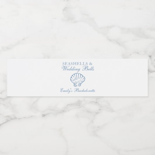 Seashells en Wedding Bells vrijgezellenfeest Waterfles Etiket (Enkel label)