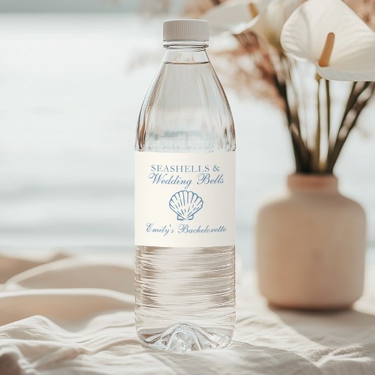 Seashells en Wedding Bells vrijgezellenfeest Waterfles Etiket