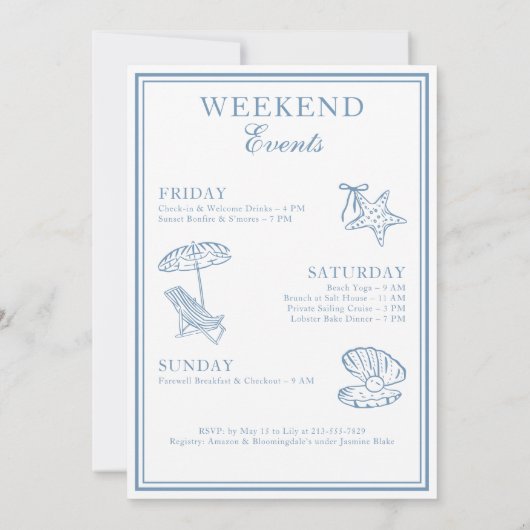 Seashells en Wedding Bells vrijgezellenweekend Kaart (Achterkant)