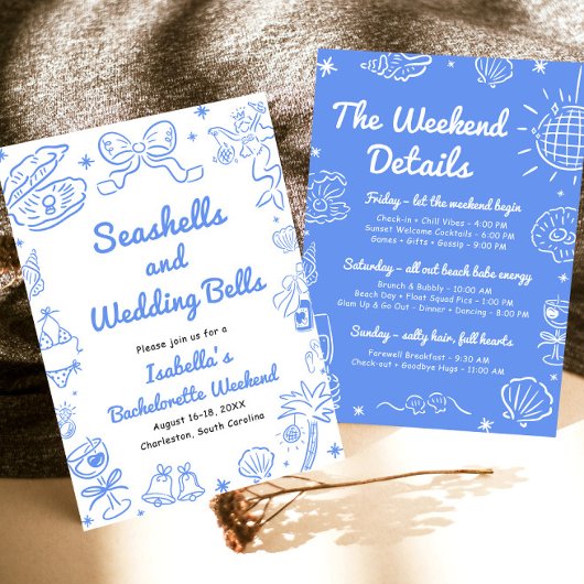Seashells en Wedding Bells vrijgezellenweekend Kaart