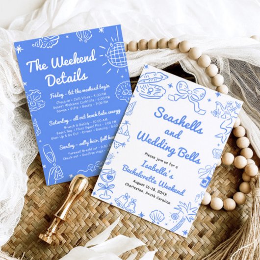 Seashells en Wedding Bells vrijgezellenweekend Kaart