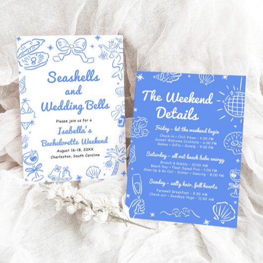 Seashells en Wedding Bells vrijgezellenweekend Kaart