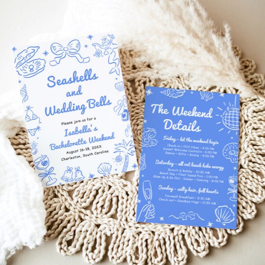 Seashells en Wedding Bells vrijgezellenweekend Kaart