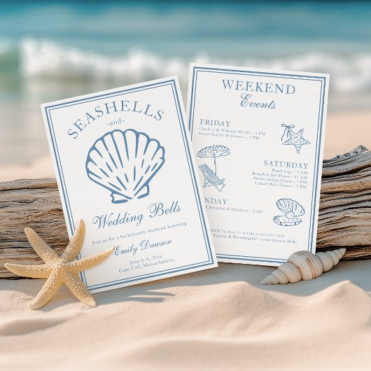 Seashells en Wedding Bells vrijgezellenweekend Kaart