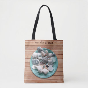 Seashells en Zee Glass Wood Wall Art Grocery Bag Tote Bag