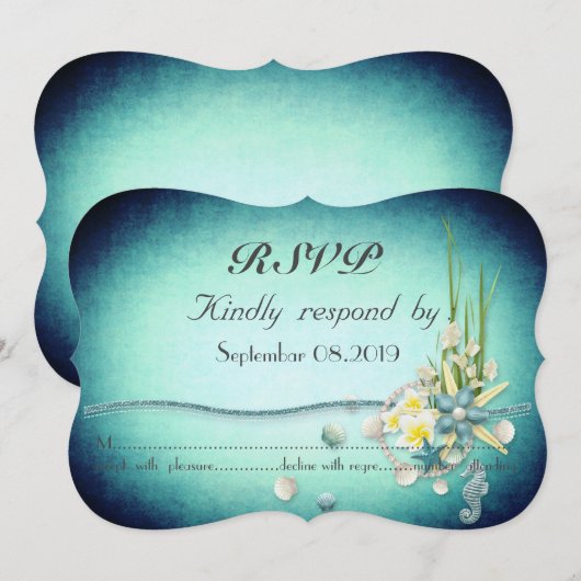 Seashells, Flowers RSVP Kaart (Voorkant / Achterkant)