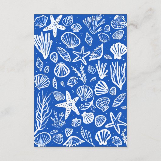 Seashells Frame Beach Wedding CUSTOM QR Code Informatiekaartje (Achterkant)