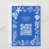 Seashells Frame Bridal Shower Blue Beach CUSTOM QR Kaart (Achterkant)