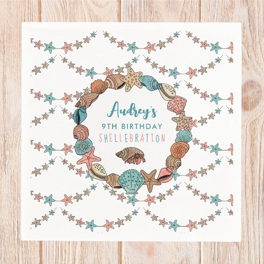 Seashells Girls Verjaardag Beach Party Servet