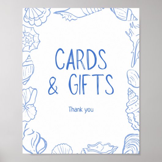 Seashells Hand getrokken Kaarten en geschenken Poster (Voorkant)